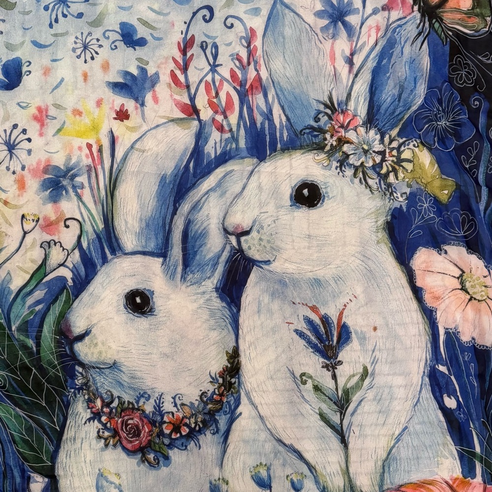 Horoscarf Rabbits by Ralyn 38” Square - Picture 6 of 7